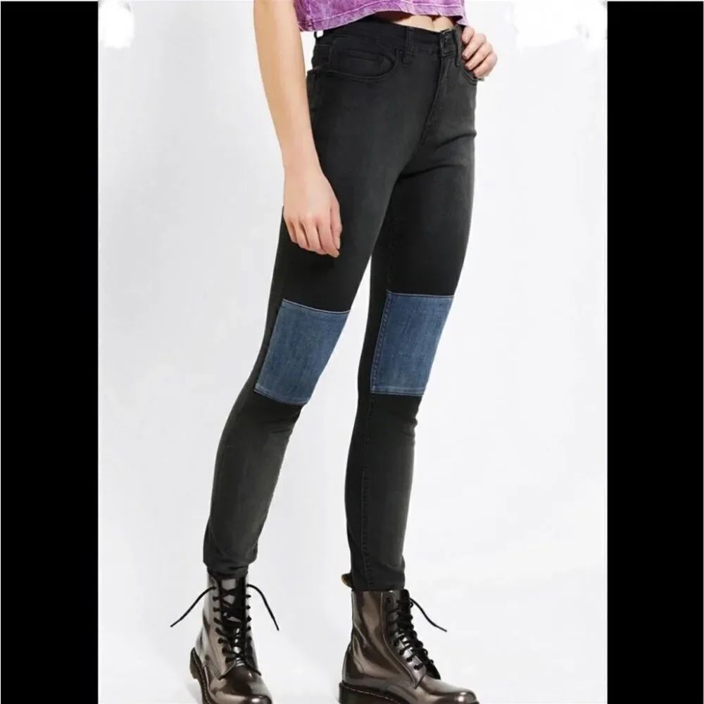 BDG high rise twig ankle jeans with knee patches